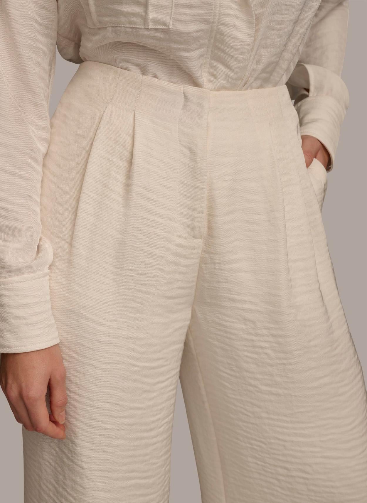 Donna Karan Pants | Women PLEATED WIDE LEG PANT Cream