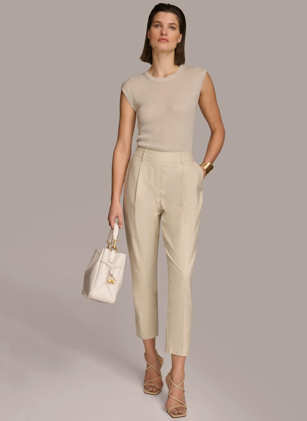 Donna Karan Pants | Women PULL ON TROUSER WITH PLEATS Beige