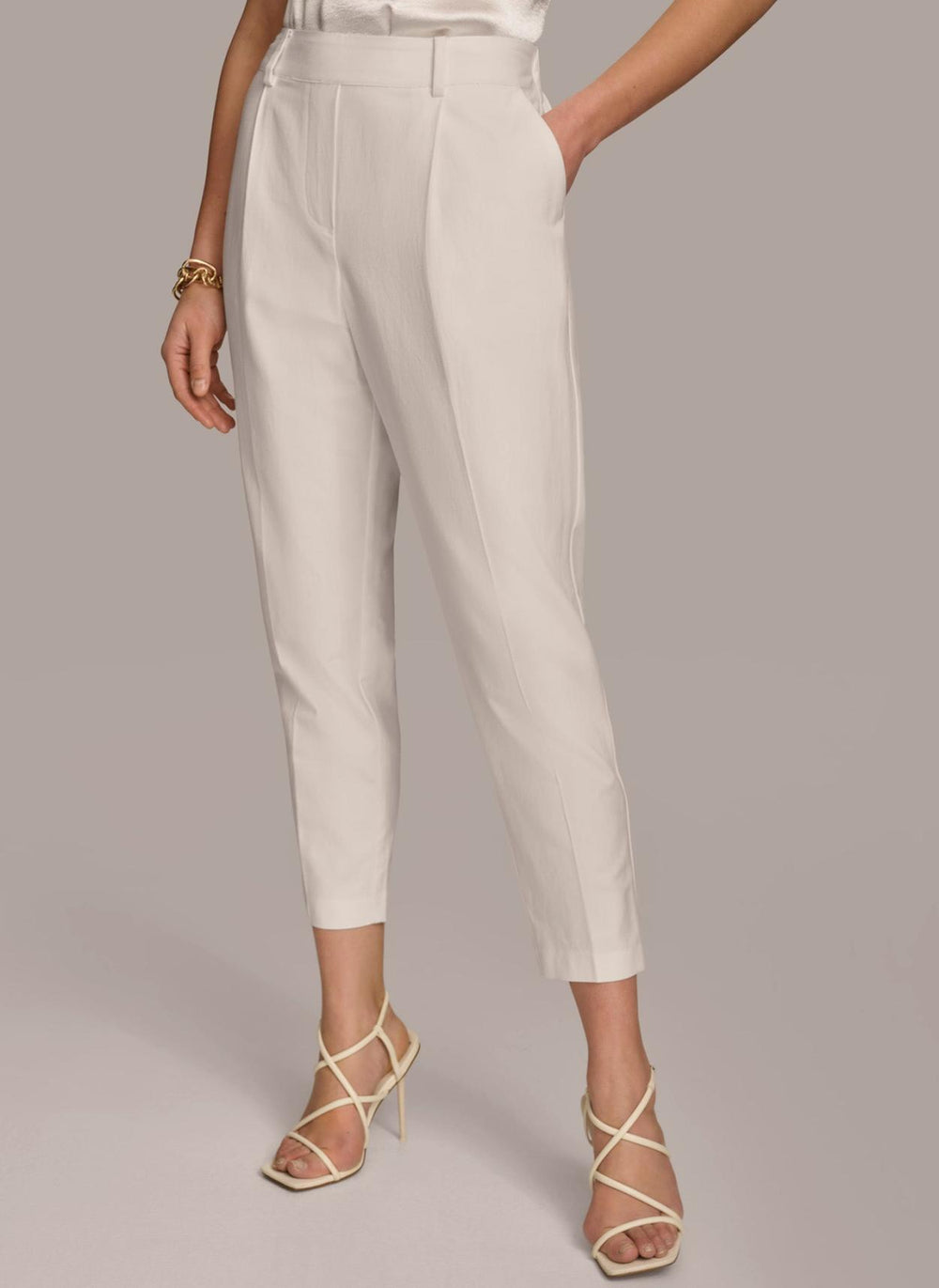Donna Karan Pants | Women PULL ON TROUSER WITH PLEATS Cream
