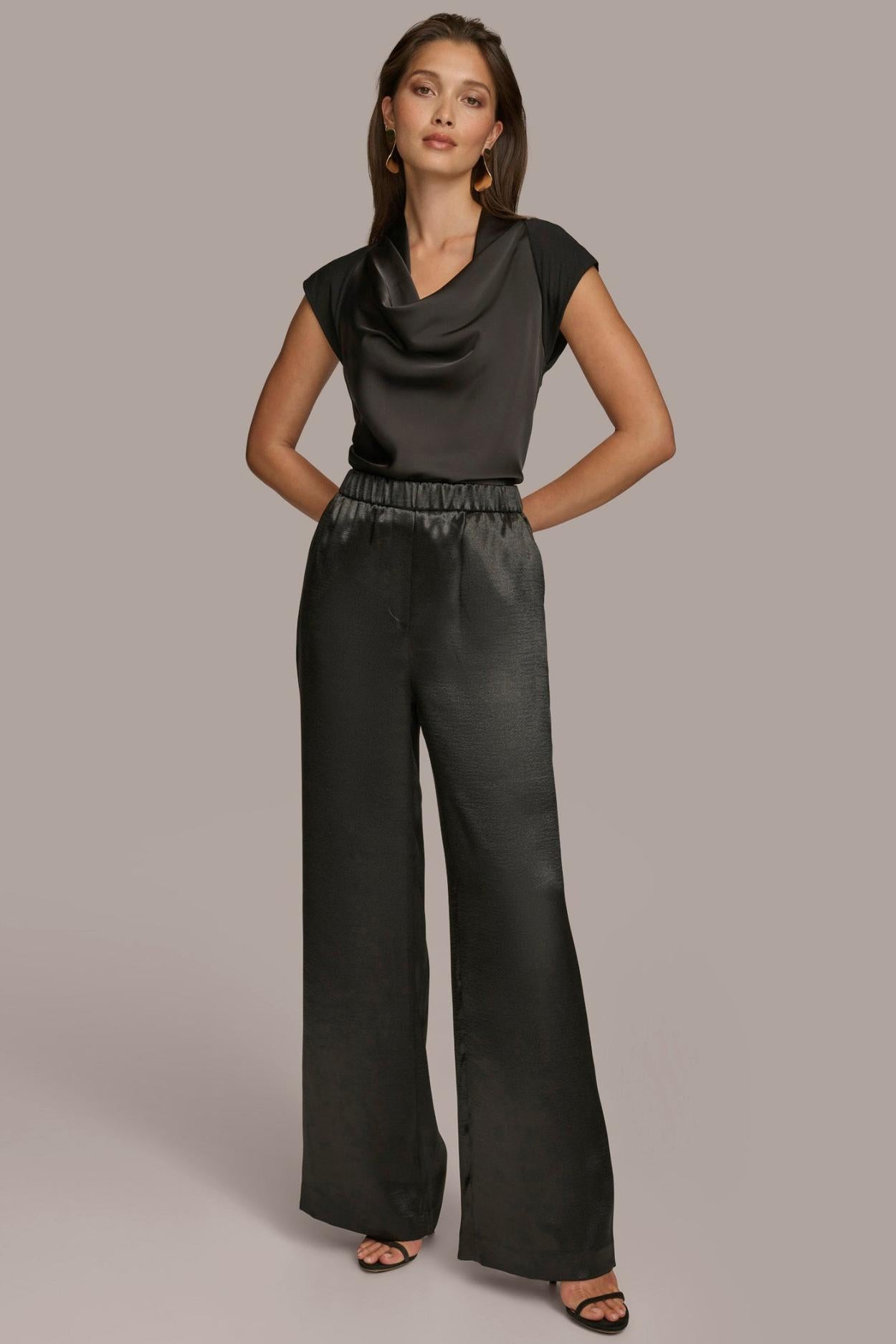 Donna Karan Pants | Women PULL-ON WIDE LEG TROUSER Black