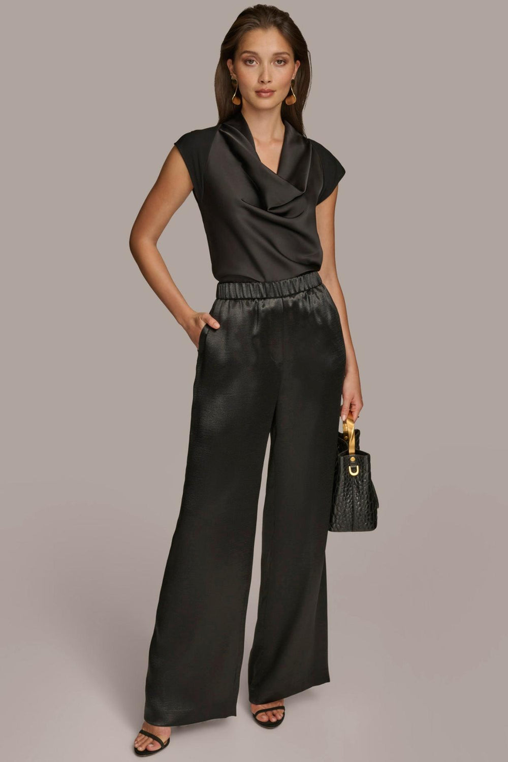 Donna Karan Pants | Women PULL-ON WIDE LEG TROUSER Black
