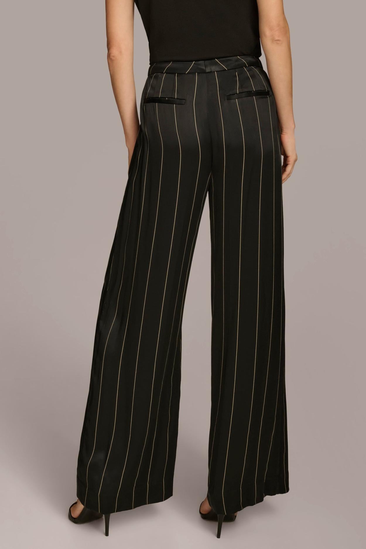 Donna Karan Pants | Women WIDE LEG PINSTRIPE PANT Black