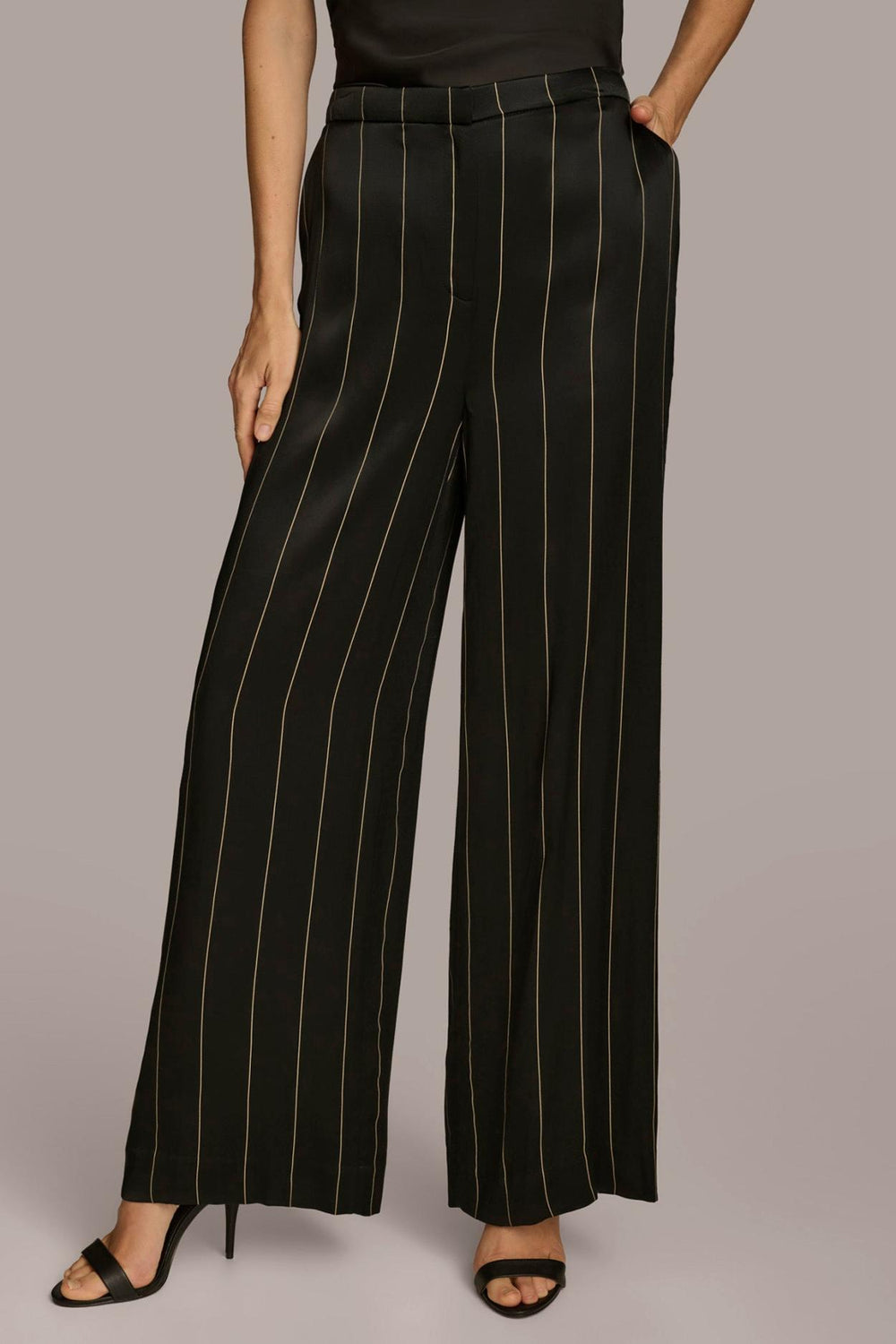 Donna Karan Pants | Women WIDE LEG PINSTRIPE PANT Black