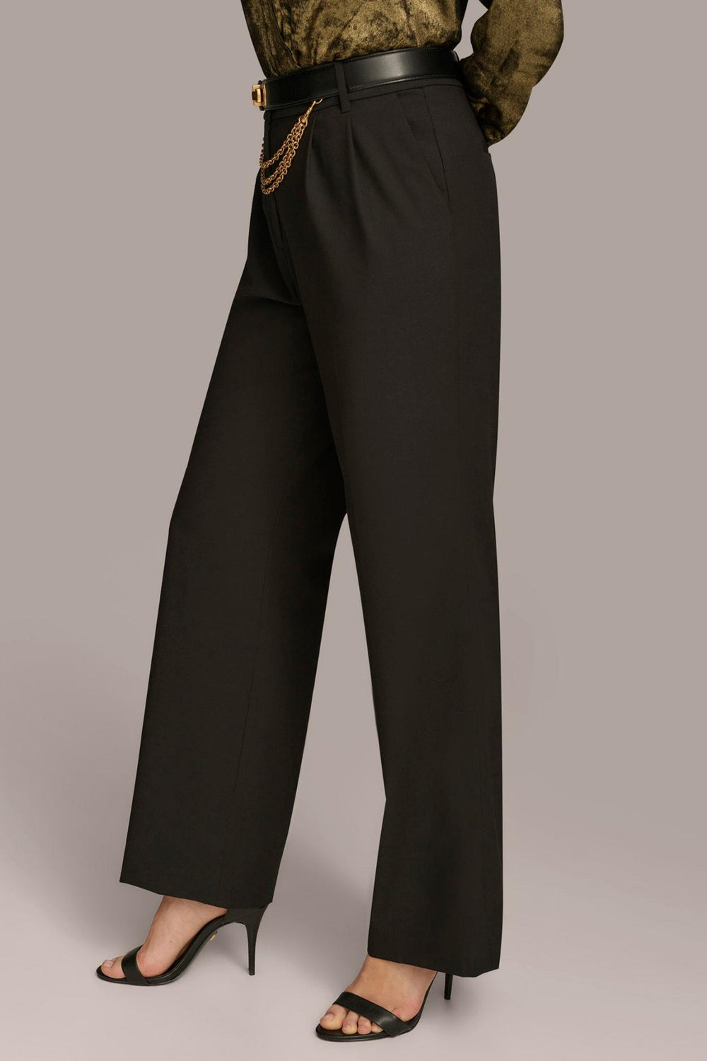 Donna Karan Pants | Women WIDE LEG TROUSER WITH CHAIN BELT Black