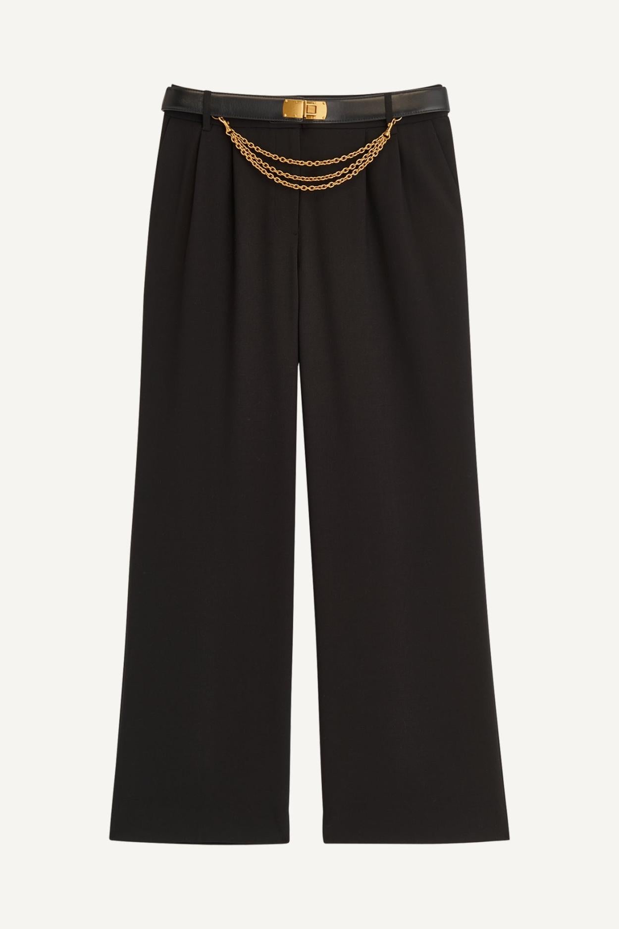 Donna Karan Pants | Women WIDE LEG TROUSER WITH CHAIN BELT Black
