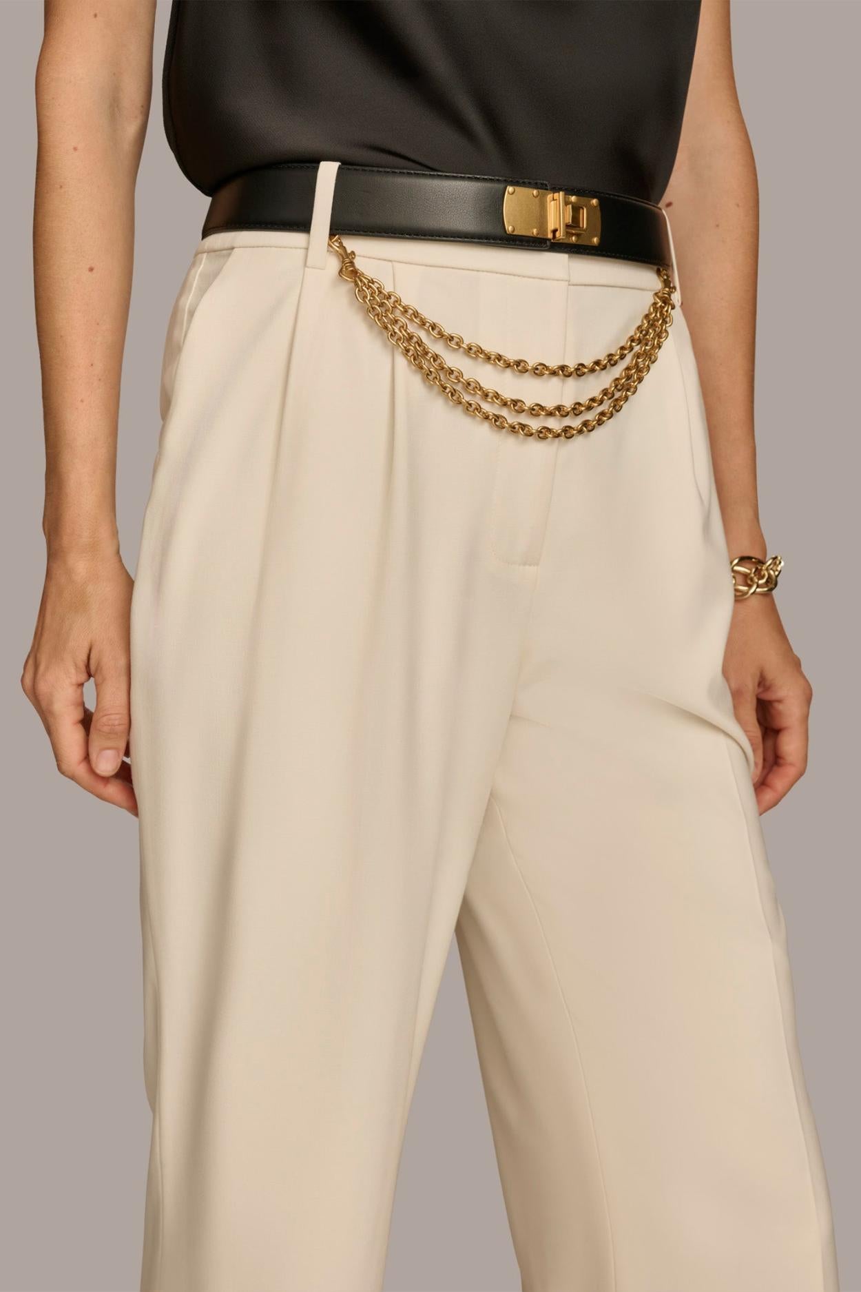 Donna Karan Pants | Women WIDE LEG TROUSER WITH CHAIN BELT Ivory