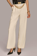 Donna Karan Pants | Women WIDE LEG TROUSER WITH CHAIN BELT Ivory