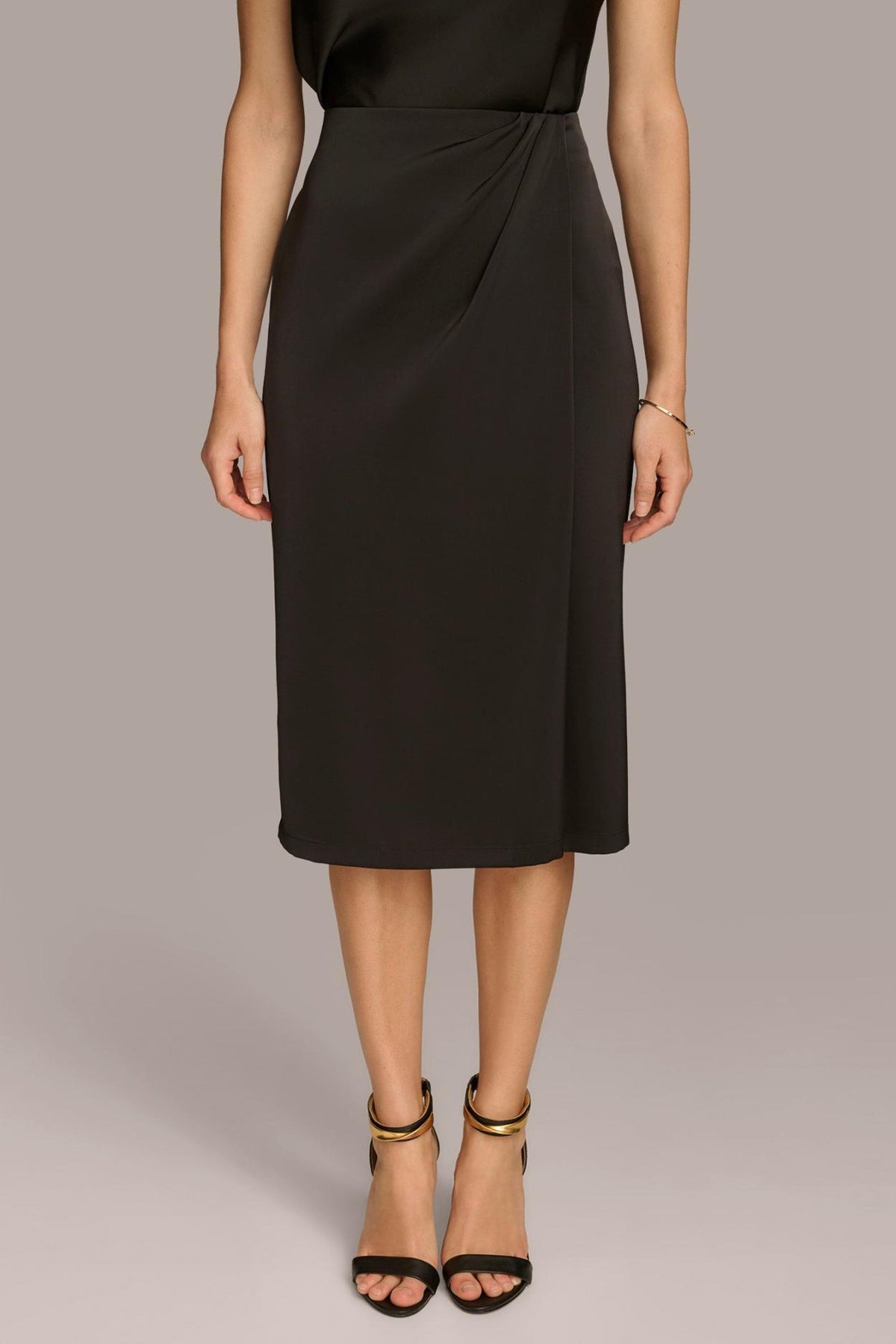 Donna Karan Skirts | Women FAUX WRAP MIDI SKIRT Black