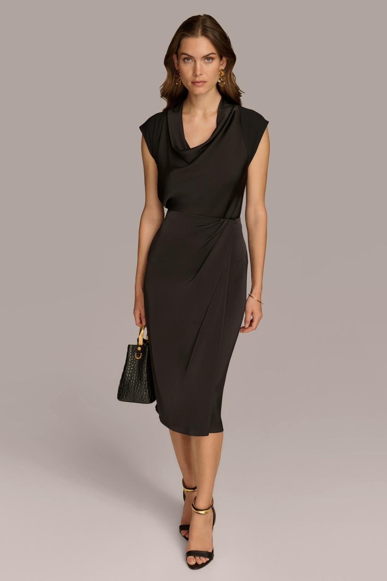 Donna Karan Skirts | Women FAUX WRAP MIDI SKIRT Black