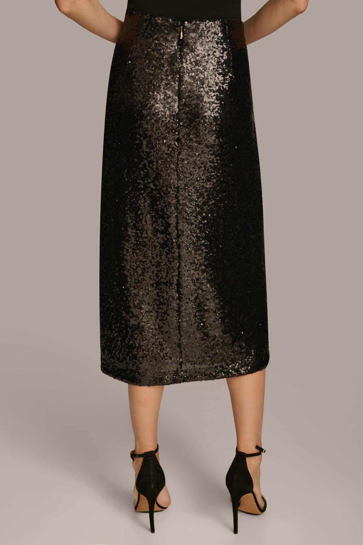 Donna Karan Skirts | Women FAUX WRAP SEQUIN SKIRT Black