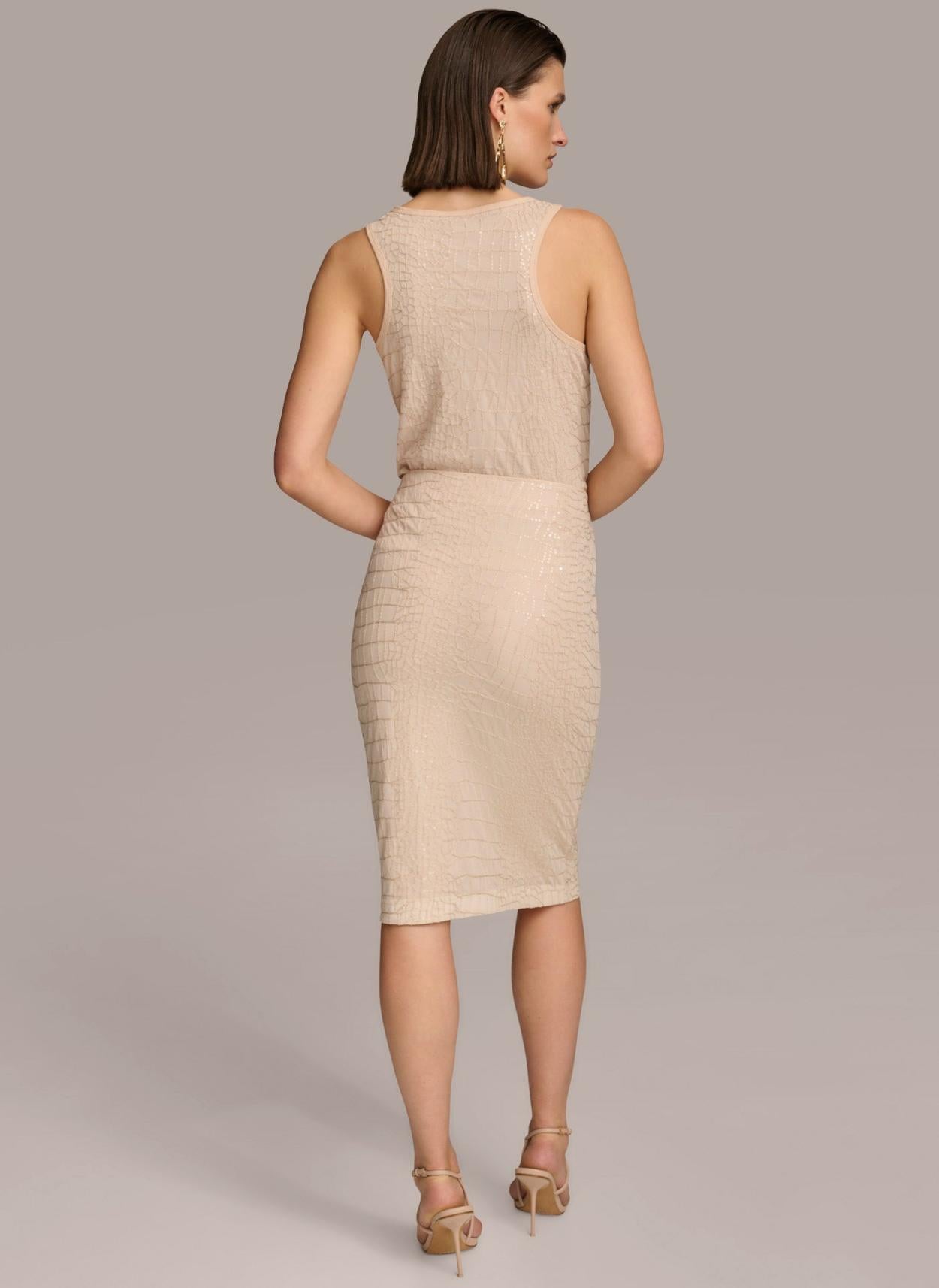Donna Karan Skirts | Women RUCHED SIDE SEQUIN SKIRT Sand