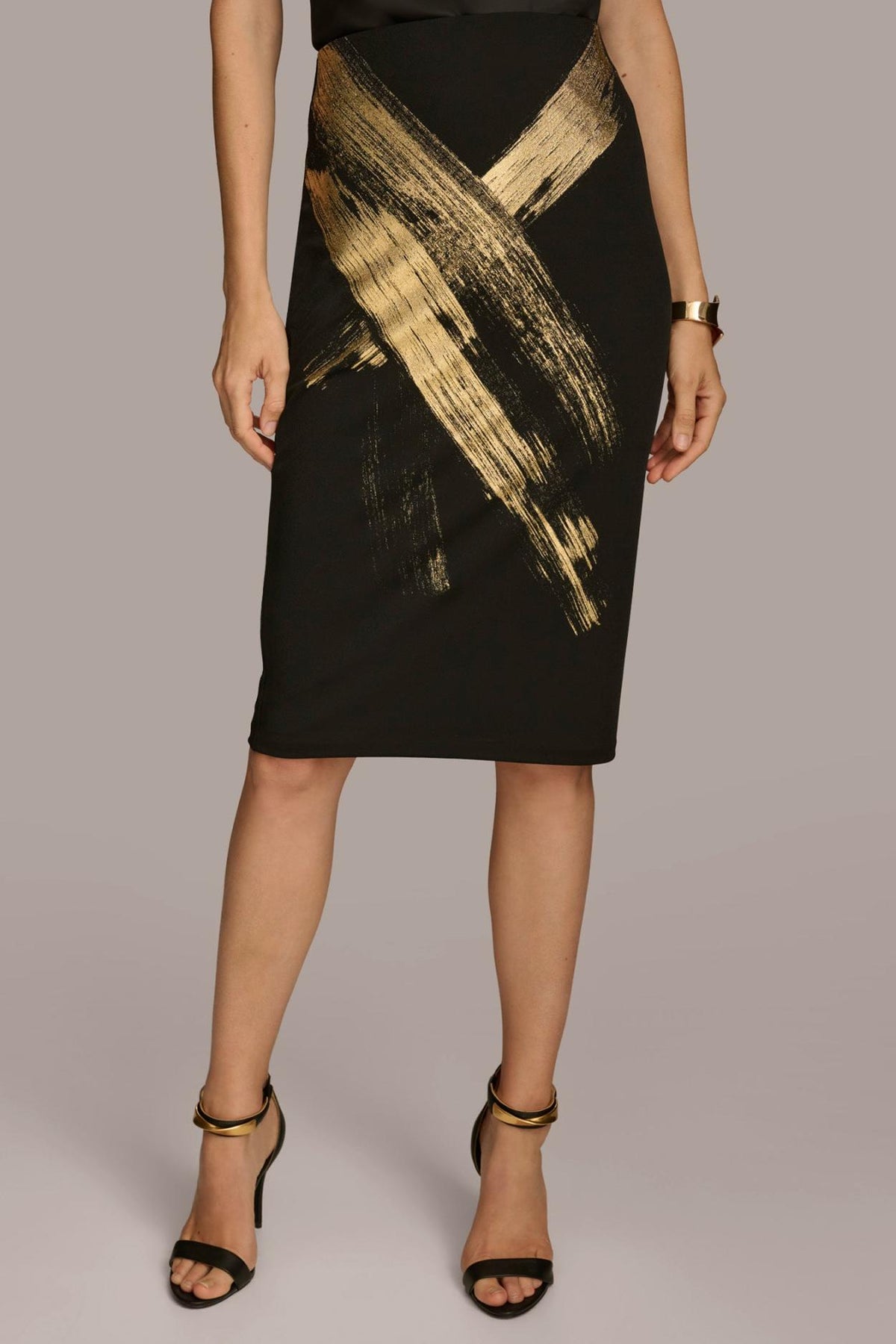 Donna Karan Skirts | Women SKIRT WITH GOLD PAINT PRINT Black