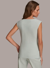 Donna Karan Sweaters And Tops | Women ASYMMETRICAL DRAPE SHOULDER TOP Blue Frost