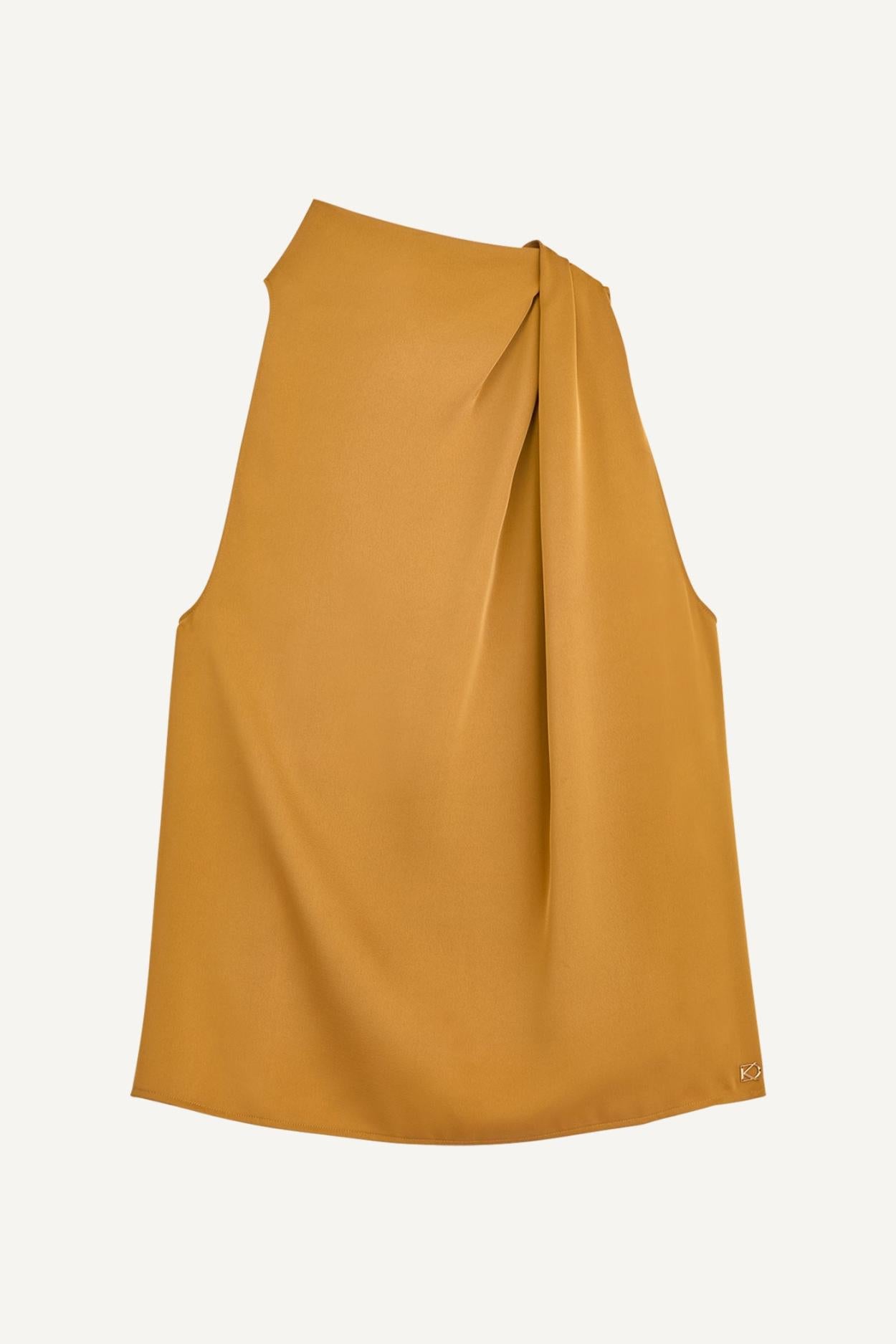 Donna Karan Sweaters And Tops | Women ASYMMETRICAL MOCK NECK TOP Antique Gold