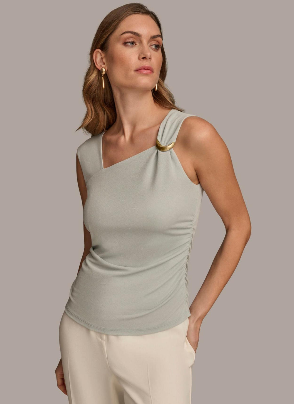 Donna Karan Sweaters And Tops | Women ASYMMETRICAL TOP WITH HARDWARE Blue Frost
