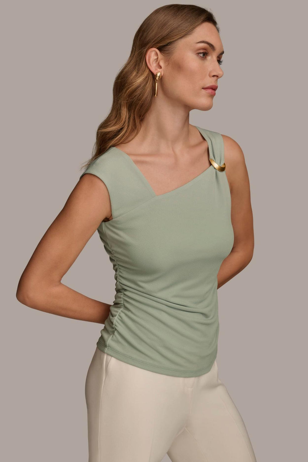Donna Karan Sweaters And Tops | Women ASYMMETRICAL TOP WITH HARDWARE Pale Jade