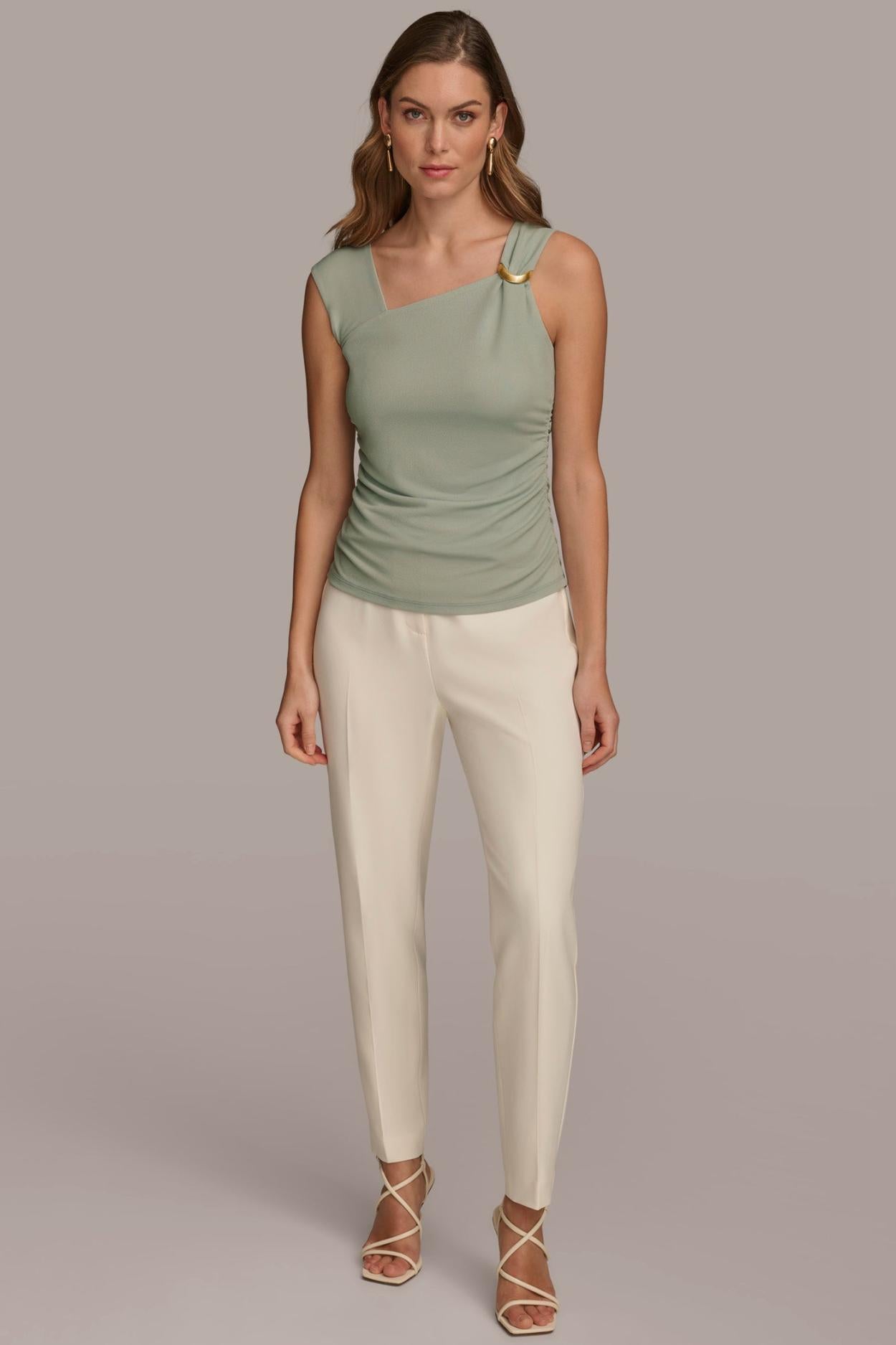 Donna Karan Sweaters And Tops | Women ASYMMETRICAL TOP WITH HARDWARE Pale Jade