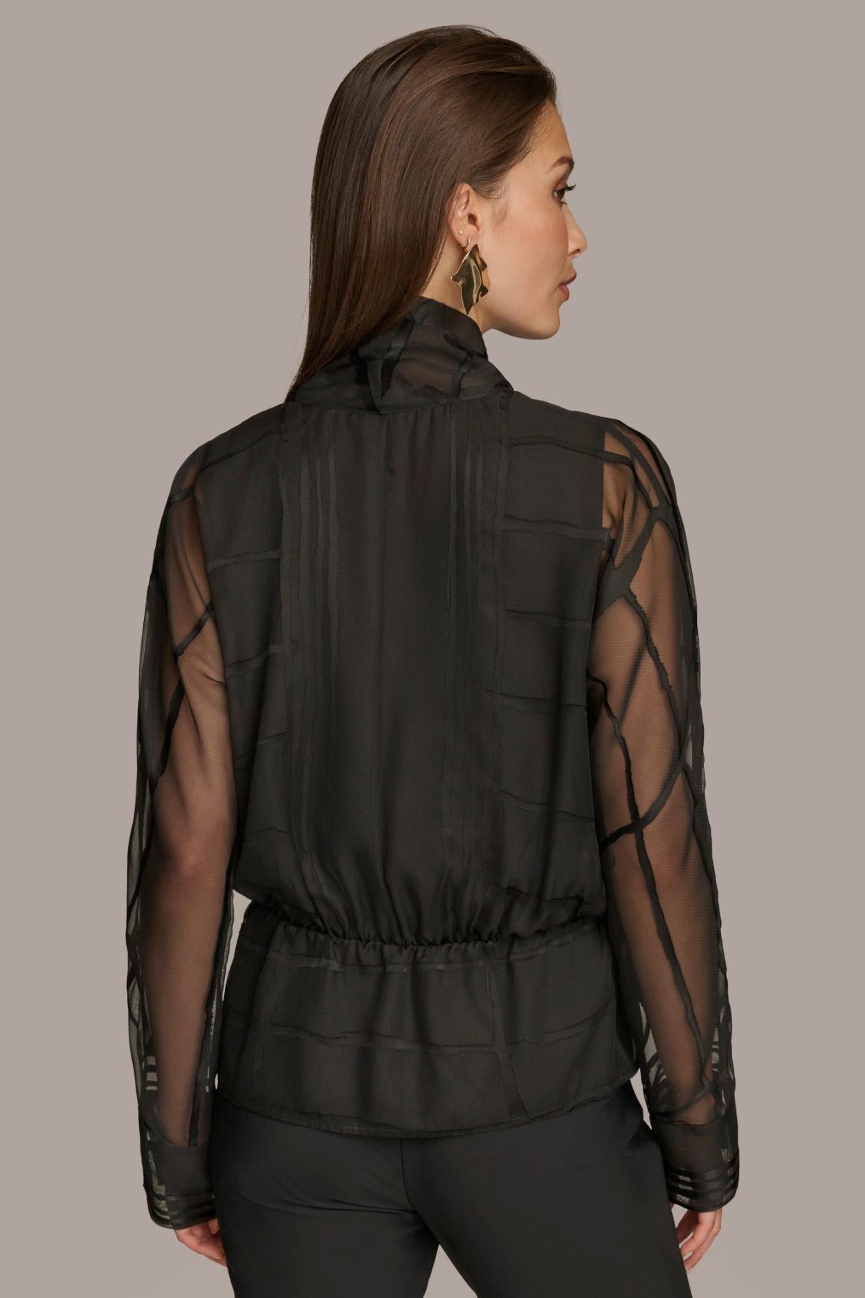 Donna Karan Sweaters And Tops | Women BURNOUT FAUX WRAP BLOUSE Black