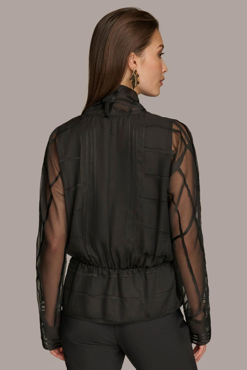 Donna Karan Sweaters And Tops | Women BURNOUT FAUX WRAP BLOUSE Black