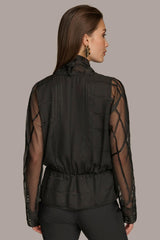 Donna Karan Sweaters And Tops | Women BURNOUT FAUX WRAP BLOUSE Black