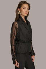 Donna Karan Sweaters And Tops | Women BURNOUT FAUX WRAP BLOUSE Black