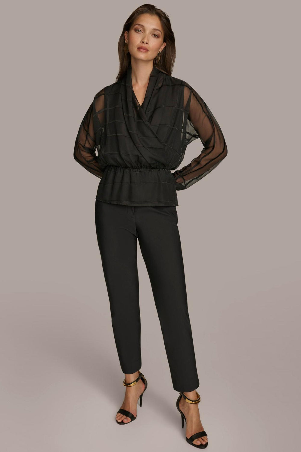 Donna Karan Sweaters And Tops | Women BURNOUT FAUX WRAP BLOUSE Black