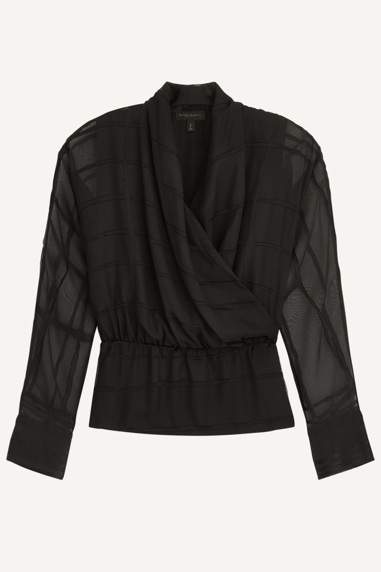 Donna Karan Sweaters And Tops | Women BURNOUT FAUX WRAP BLOUSE Black