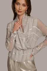 Donna Karan Sweaters And Tops | Women BURNOUT FAUX WRAP BLOUSE Pavement