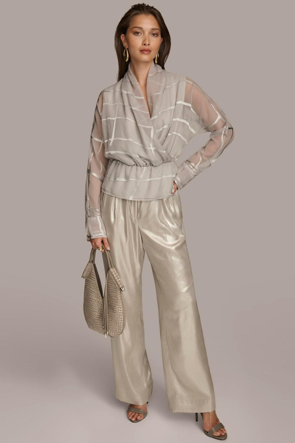 Donna Karan Sweaters And Tops | Women BURNOUT FAUX WRAP BLOUSE Pavement