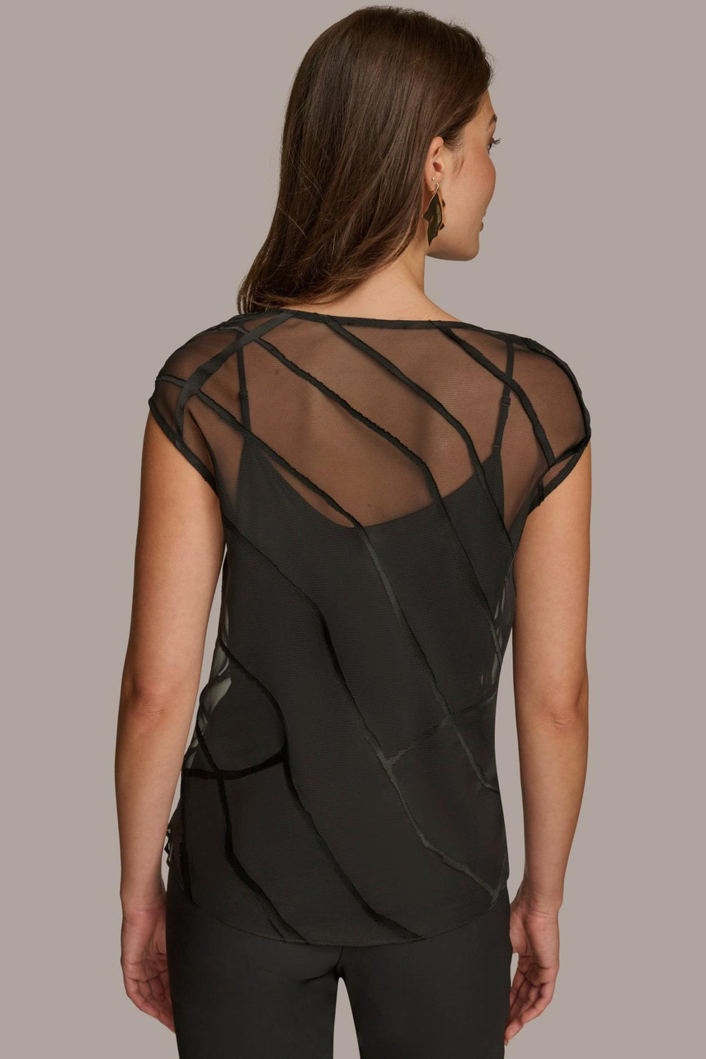 Donna Karan Sweaters And Tops | Women BURNOUT VELVET COWL NECK BLOUSE Black