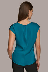Donna Karan Sweaters And Tops | Women CAP SLEEVE BLOUSE Empire Teal