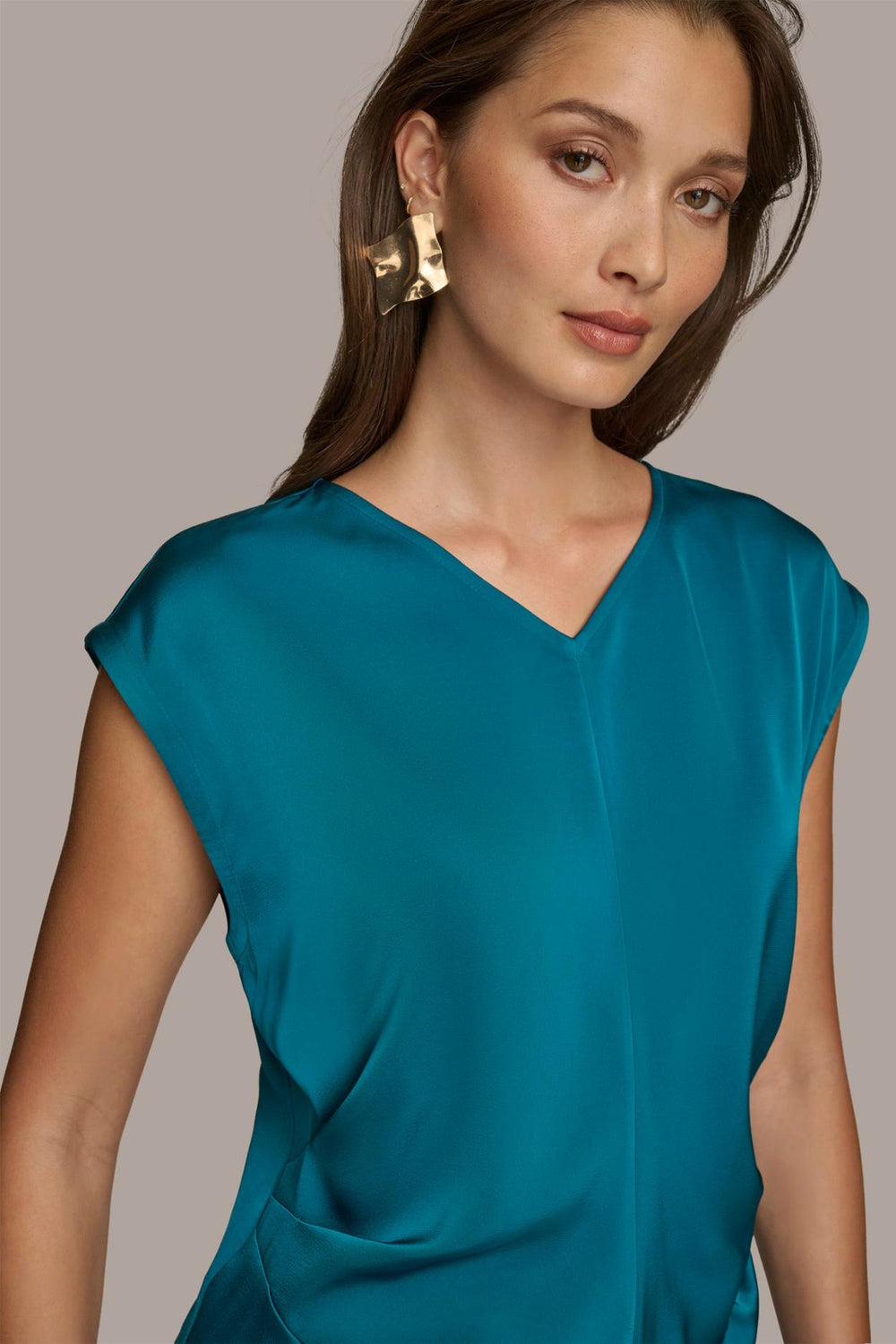 Donna Karan Sweaters And Tops | Women CAP SLEEVE BLOUSE Empire Teal