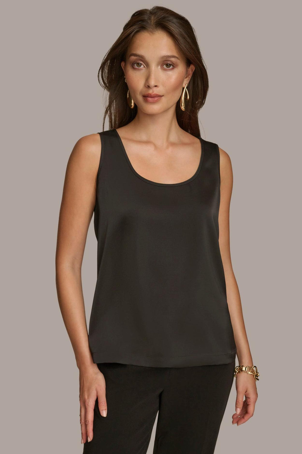 Donna Karan Sweaters And Tops | Women CHARMEUSE SCOOP NECK CAMI Black
