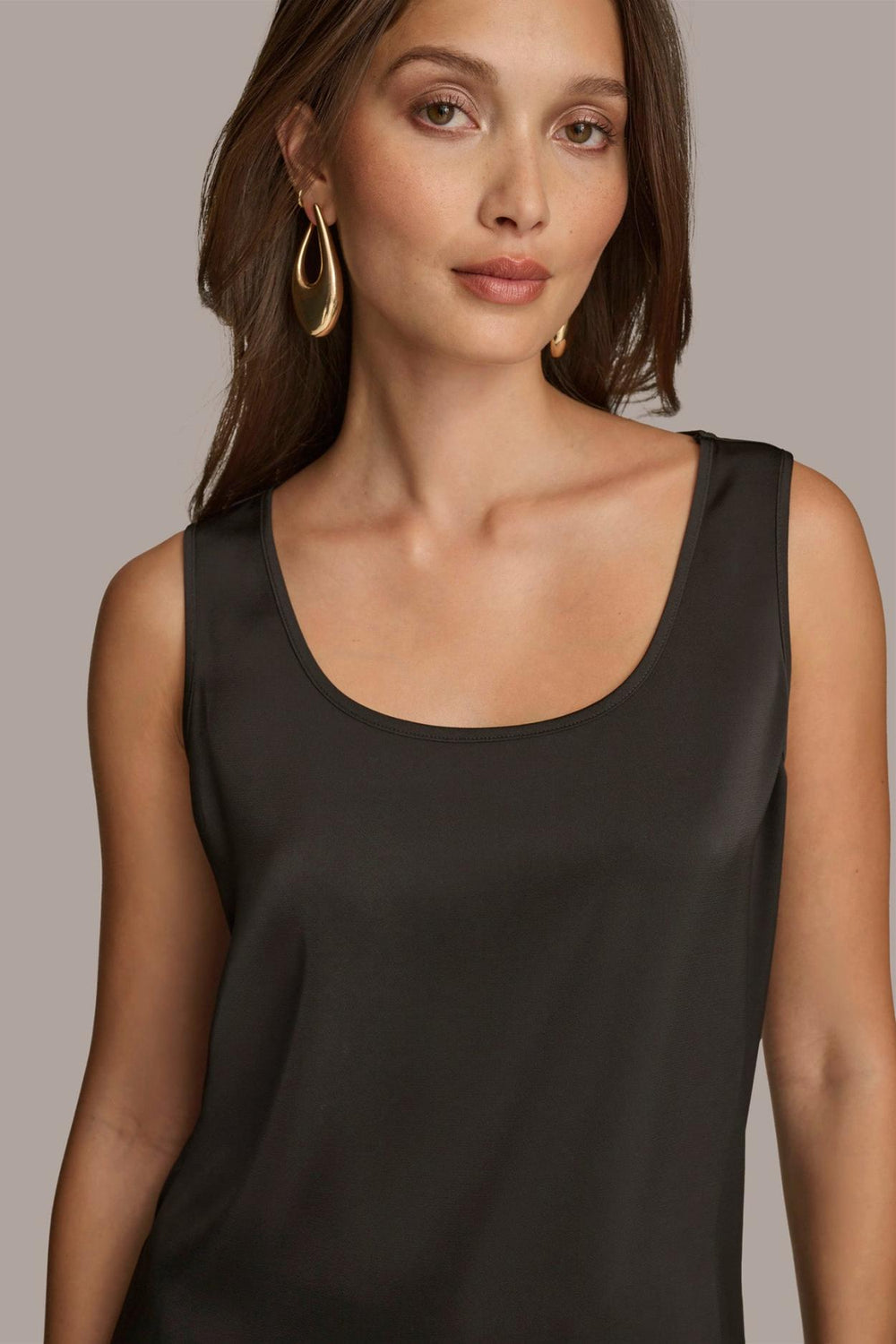 Donna Karan Sweaters And Tops | Women CHARMEUSE SCOOP NECK CAMI Black