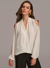 Donna Karan Sweaters And Tops | Women COLD SHOULDER BLOUSE Cream