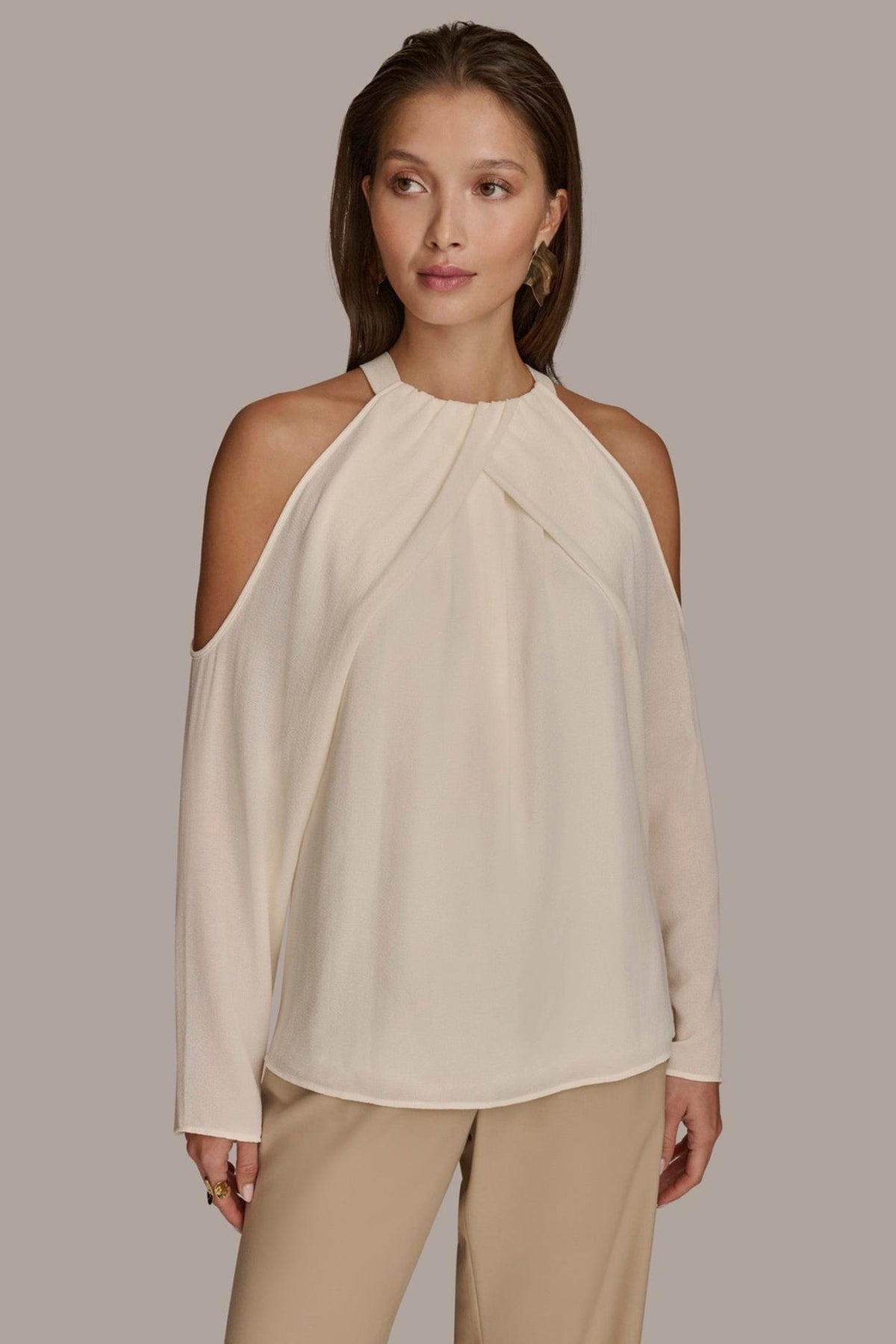 Donna Karan Sweaters And Tops | Women COLD SHOULDER TOP Ivory