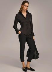 Donna Karan Sweaters And Tops | Women COLLARED BUTTON DOWN BLOUSE Black