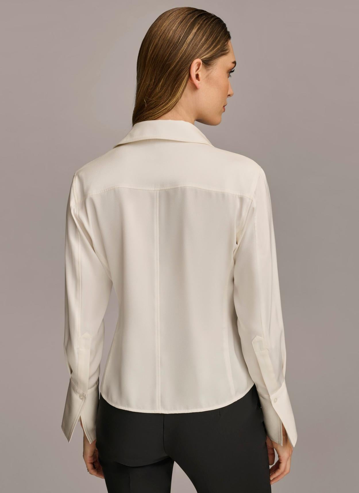 Donna Karan Sweaters And Tops | Women COLLARED BUTTON DOWN BLOUSE Cream