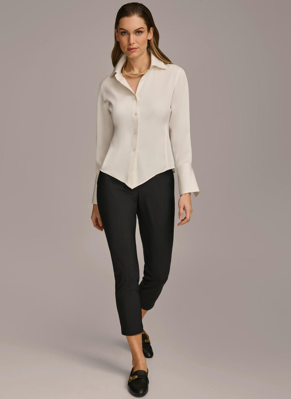 Donna Karan Sweaters And Tops | Women COLLARED BUTTON DOWN BLOUSE Cream