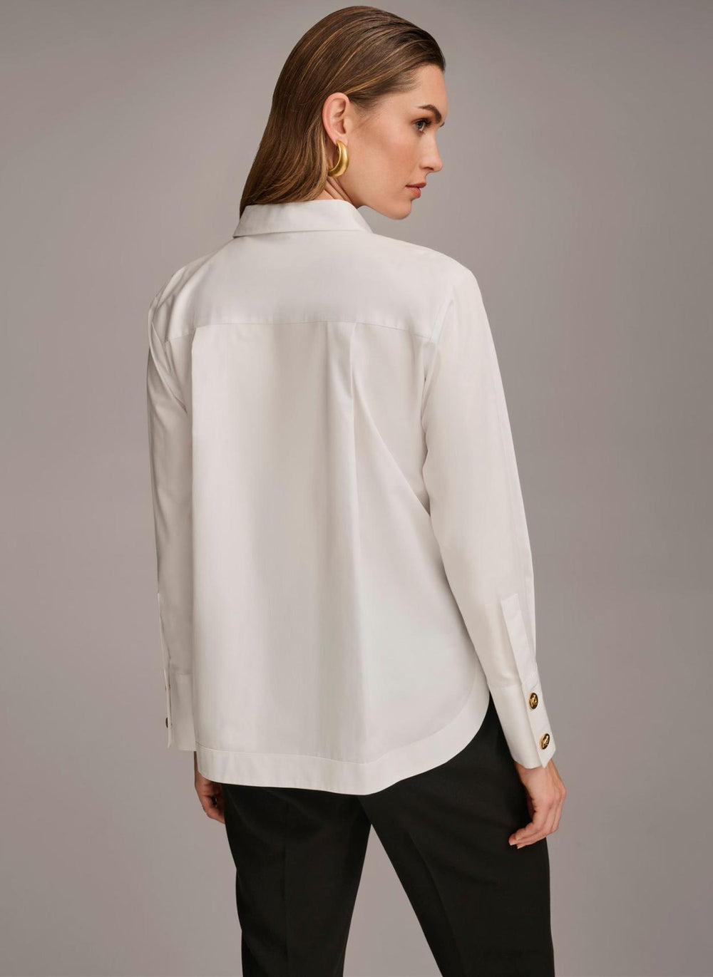 Donna Karan Sweaters And Tops | Women COTTON COLLARED BUTTON DOWN White