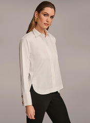 Donna Karan Sweaters And Tops | Women COTTON COLLARED BUTTON DOWN White