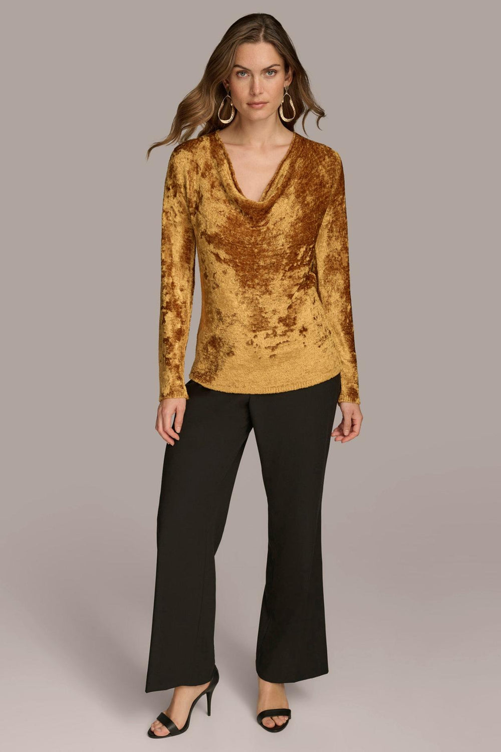 Donna Karan Sweaters And Tops | Women COWL NECK TOP Antique Gold