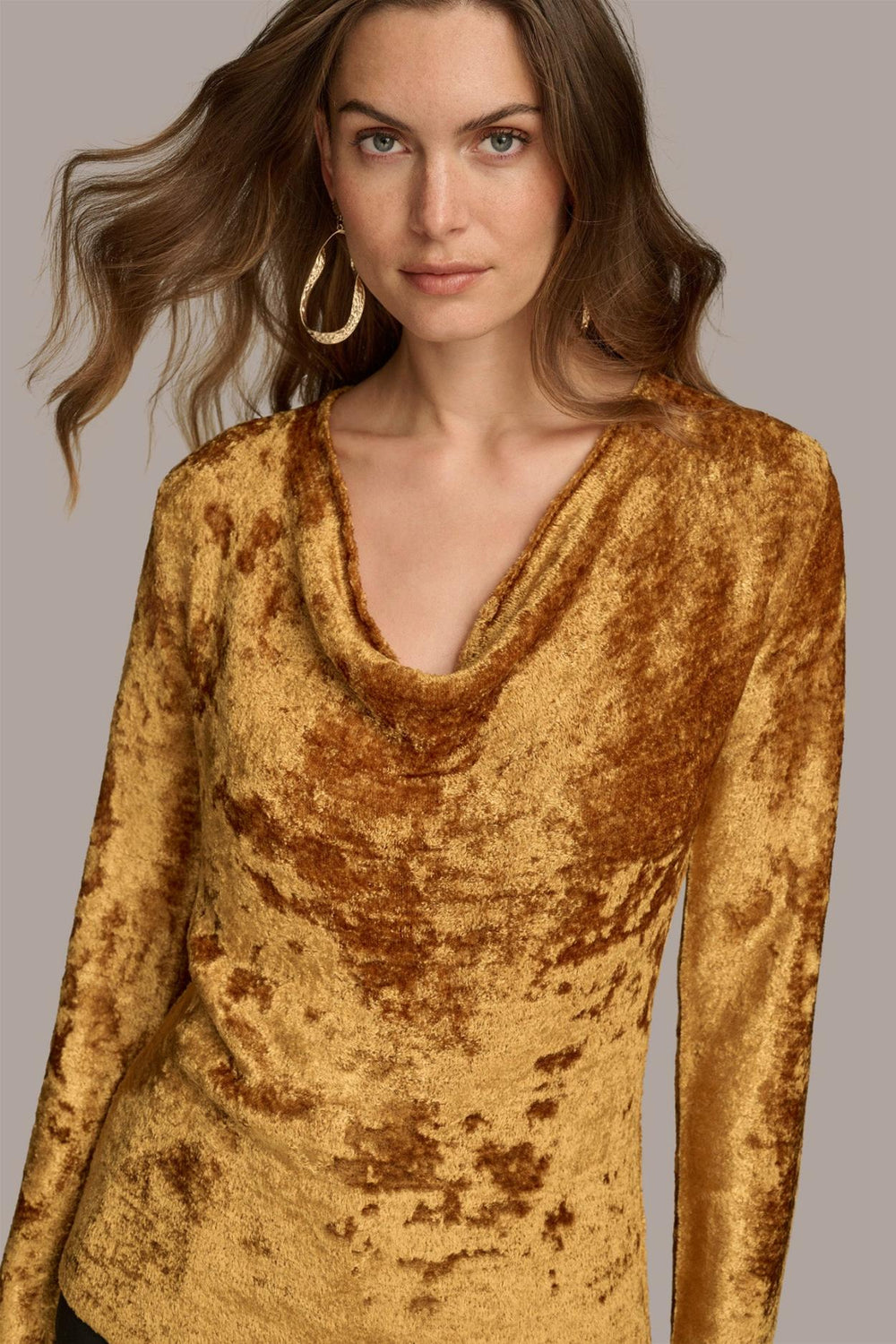 Donna Karan Sweaters And Tops | Women COWL NECK TOP Antique Gold