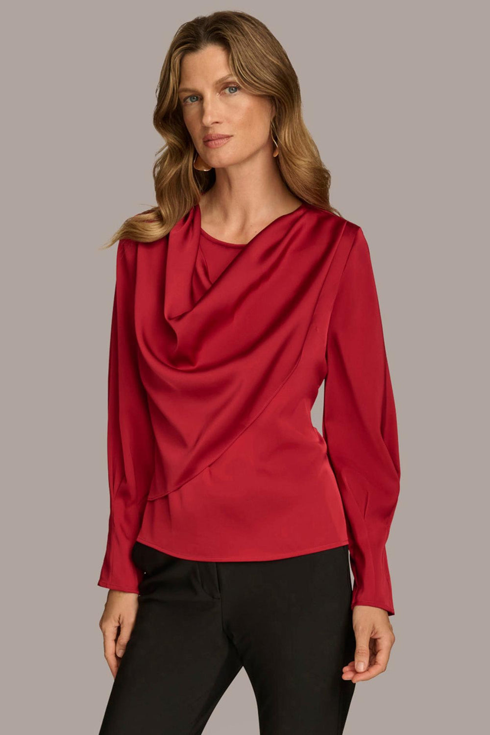 Donna Karan Sweaters And Tops | Women COWL NECK TOP Metropolitan Red