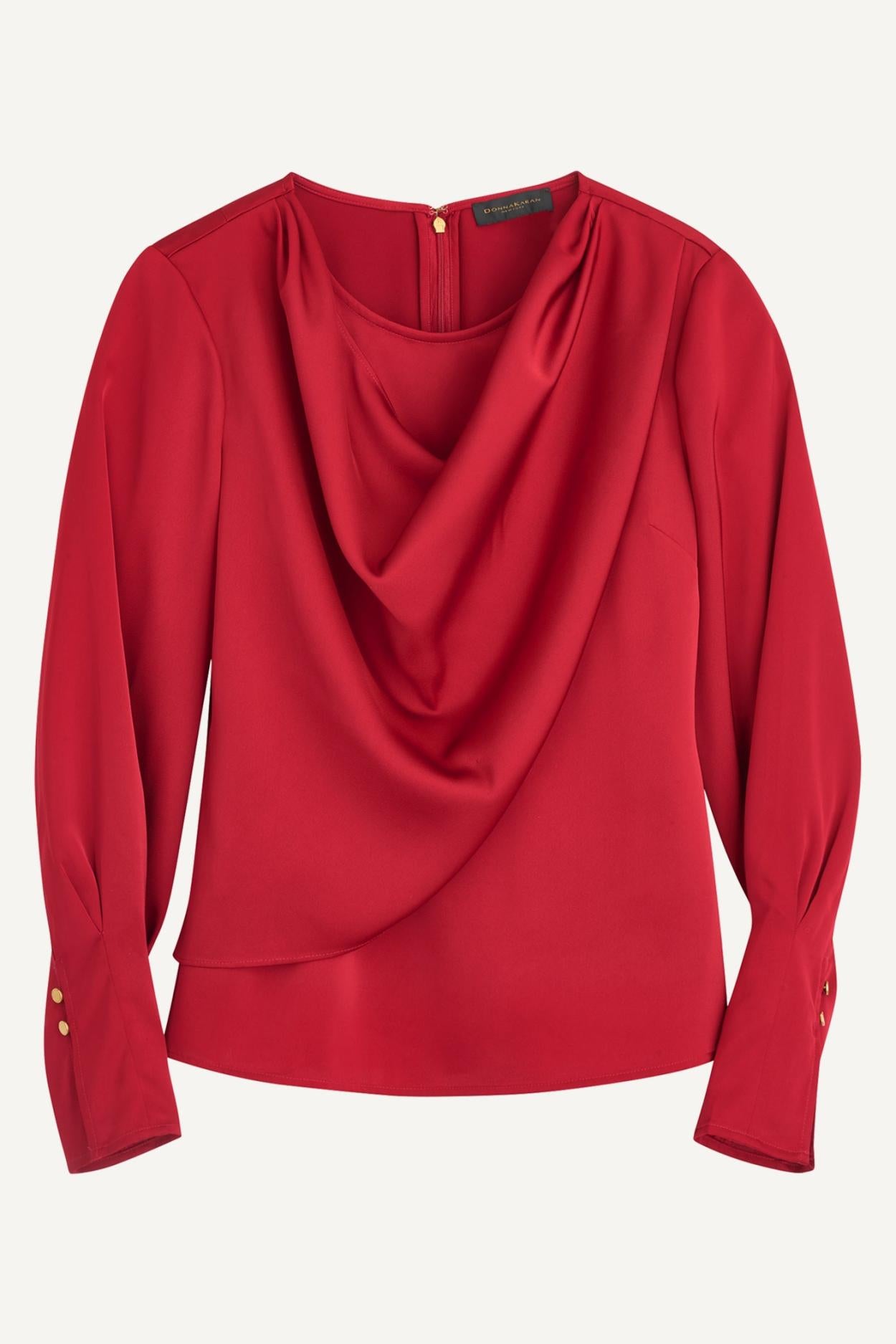 Donna Karan Sweaters And Tops | Women COWL NECK TOP Metropolitan Red