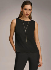 Donna Karan Sweaters And Tops | Women CREW NECK LAYERING KNIT TOP Black