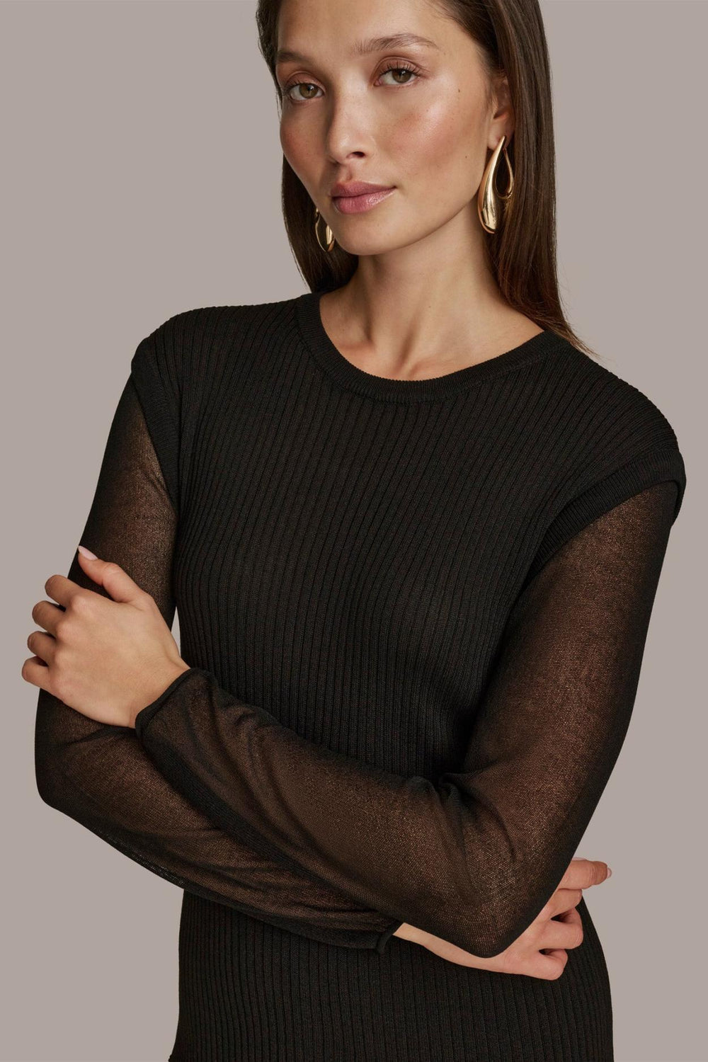 Donna Karan Sweaters And Tops | Women CREW NECK TOP Black