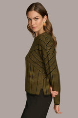Donna Karan Sweaters And Tops | Women CREW NECK WITH CRISS CROSS DETAIL Brown Multi