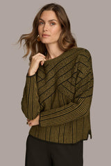 Donna Karan Sweaters And Tops | Women CREW NECK WITH CRISS CROSS DETAIL Brown Multi