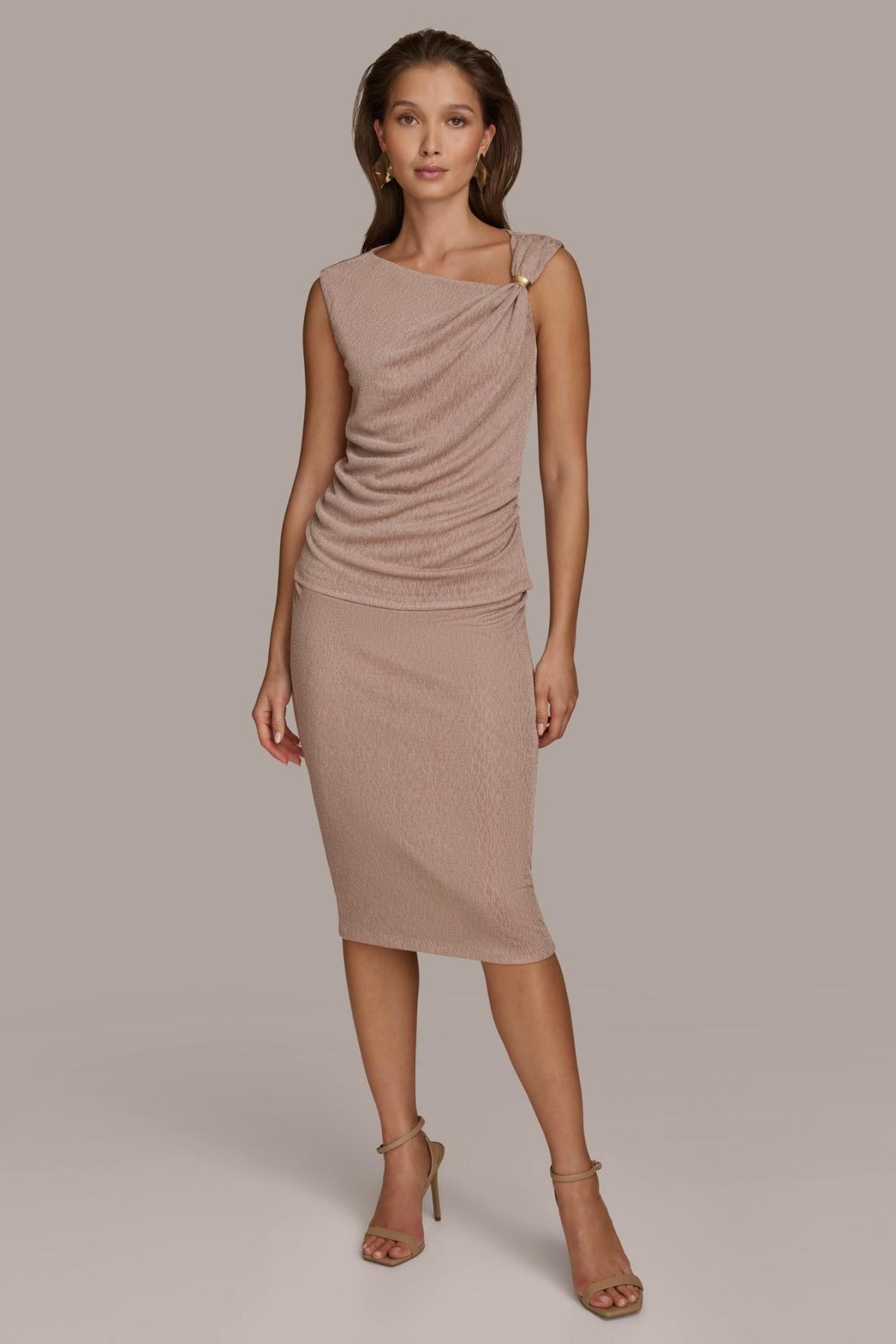 Donna Karan Sweaters And Tops | Women CRINKLE SHOULDER HARDWARE TOP Mink